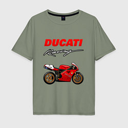 Футболка оверсайз мужская DUCATI ДУКАТИ MOTOSPORT, цвет: авокадо