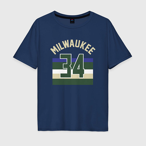 Мужская футболка оверсайз Milwaukee 34 / Тёмно-синий – фото 1