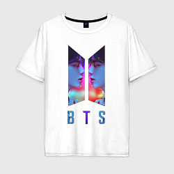 Футболка оверсайз мужская Logo BTS, цвет: белый