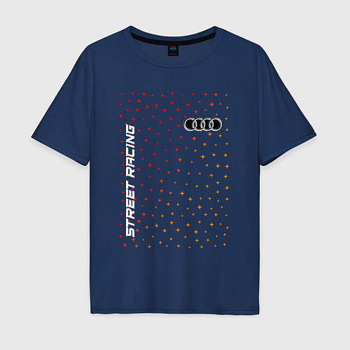 Мужская футболка оверсайз Audi - Racing / Тёмно-синий – фото 1