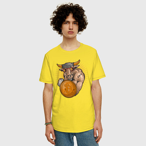 Мужская футболка оверсайз Бык инвестор / Желтый – фото 3