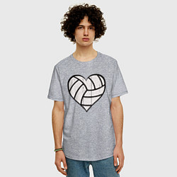 Футболка оверсайз мужская Сердце Волейбола, цвет: меланж — фото 2