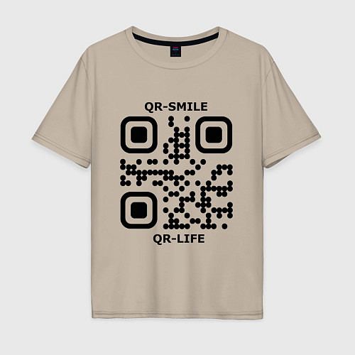 Мужская футболка оверсайз QR-SMILE / Миндальный – фото 1