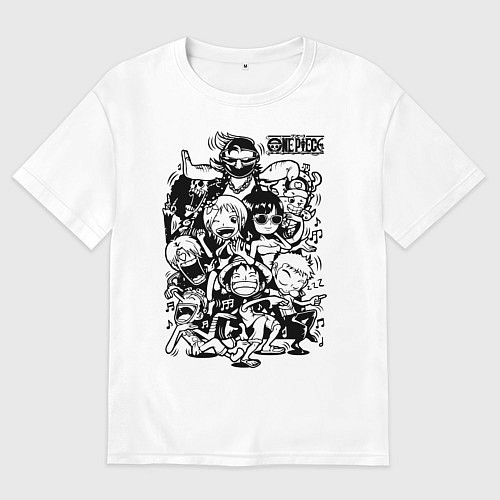 Мужская футболка оверсайз Персонажи Ван-Пис Большой куш / Белый – фото 1