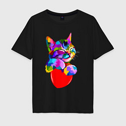 Мужская футболка оверсайз РАДУЖНЫЙ КОТИК RAINBOW KITTY