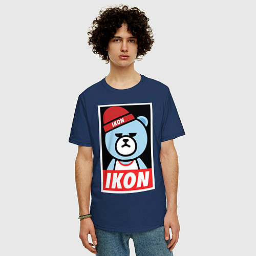 Мужская футболка оверсайз IKON YG Bear Dope / Тёмно-синий – фото 3