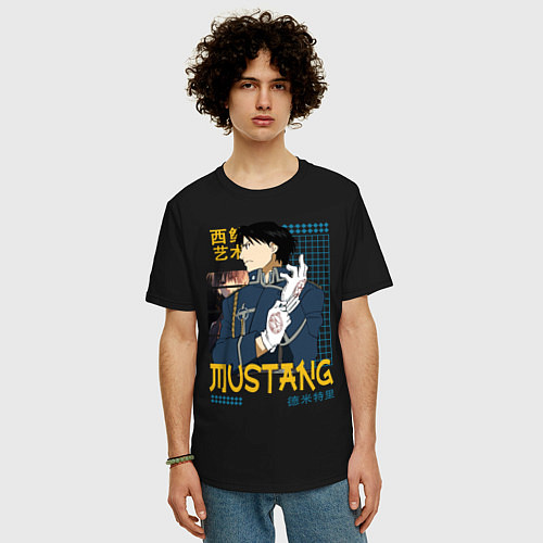 Мужская футболка оверсайз Мустанг, Стальной алхимик / Черный – фото 3