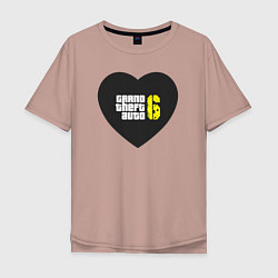 Футболка оверсайз мужская GTA 6: Heart, цвет: пыльно-розовый