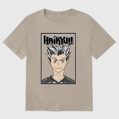 Мужская футболка оверсайз Котаро Бокуто Haikyuu!! / Миндальный – фото 1