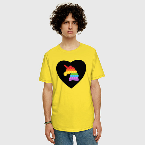 Мужская футболка оверсайз Pop It - Unicorn - Heart / Желтый – фото 3