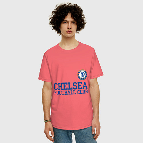 Мужская футболка оверсайз Chelsea FC: Blue / Коралловый – фото 3