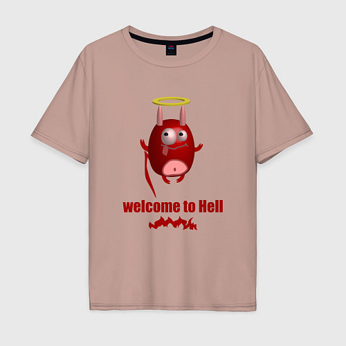 Мужская футболка оверсайз Добро пожаловать в ад / Пыльно-розовый – фото 1