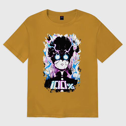 Мужская футболка оверсайз Моб Психо 100 / Горчичный – фото 1