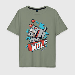 Мужская футболка оверсайз Майнкрафт Волк, Minecraft Wolf