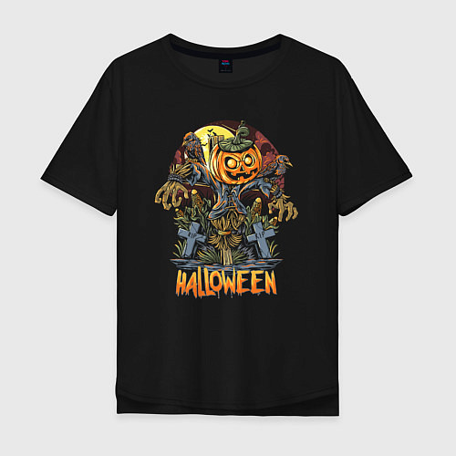 Мужская футболка оверсайз Halloween / Черный – фото 1