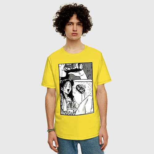 Мужская футболка оверсайз Девушка из манги / Желтый – фото 3