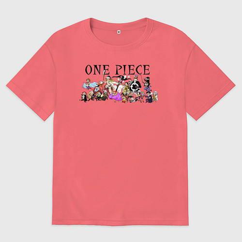 Мужская футболка оверсайз Персонажи One Piece Большой куш / Коралловый – фото 1