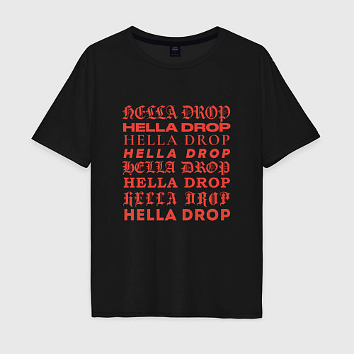 Мужская футболка оверсайз HELLA DROP TYPO / Черный – фото 1