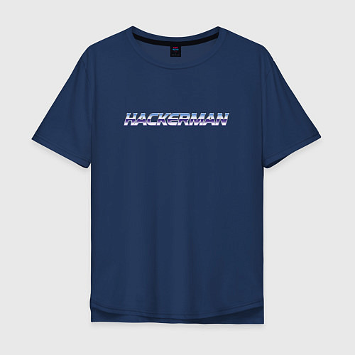 Мужская футболка оверсайз HACKERMAN / Тёмно-синий – фото 1
