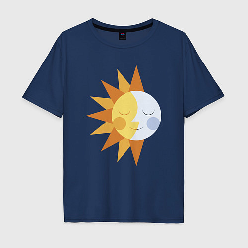 Мужская футболка оверсайз Sun and Moon / Тёмно-синий – фото 1