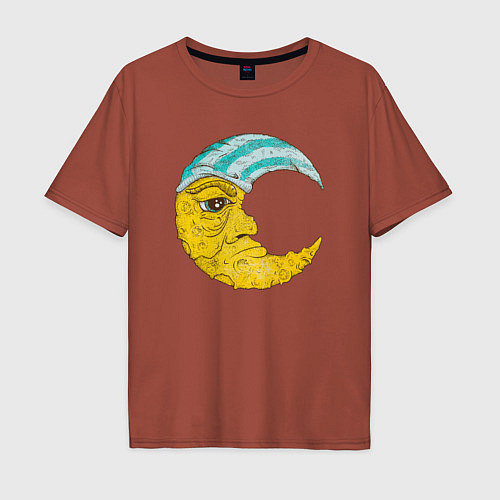 Мужская футболка оверсайз Old Moon / Кирпичный – фото 1