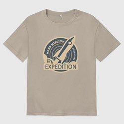 Футболка оверсайз мужская На Марс - 2030, цвет: миндальный