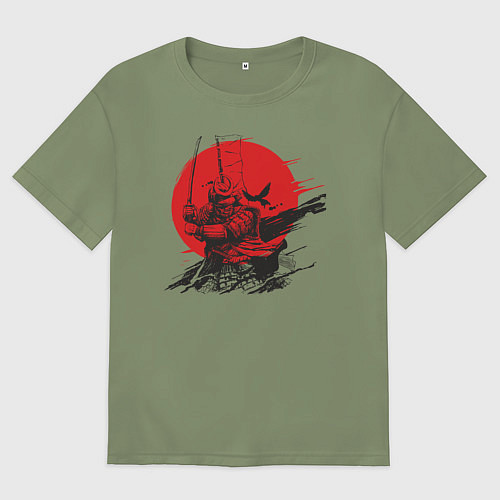 Мужская футболка оверсайз Самурай / Авокадо – фото 1