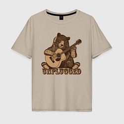 Мужская футболка оверсайз Медведь играет на гитаре