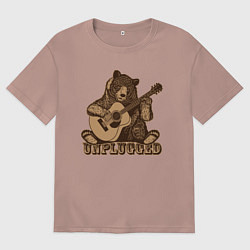 Мужская футболка оверсайз Медведь играет на гитаре