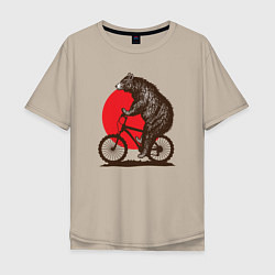 Мужская футболка оверсайз Медведь на велосиеде