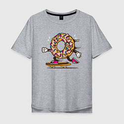 Футболка оверсайз мужская Пончик на скейте, цвет: меланж