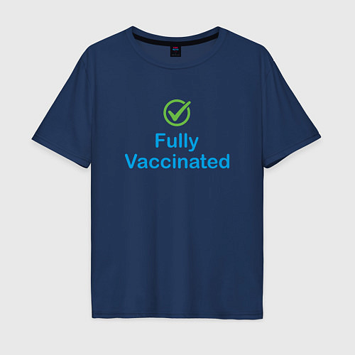 Мужская футболка оверсайз Полная вакцинация / Тёмно-синий – фото 1