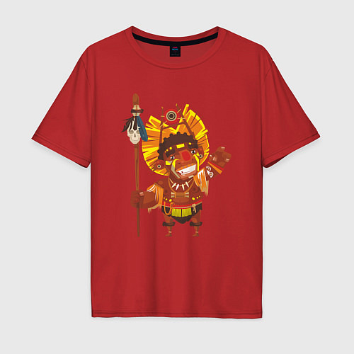Мужская футболка оверсайз Вождь краснокожих / Красный – фото 1
