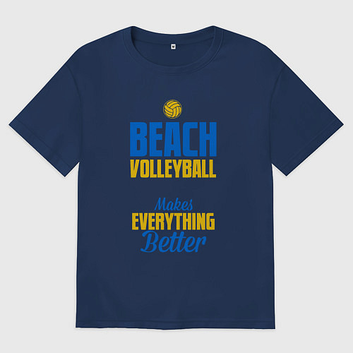 Мужская футболка оверсайз Пляжный волейбол / Тёмно-синий – фото 1