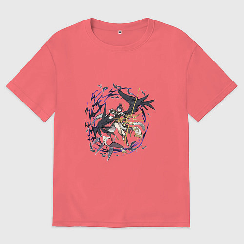 Мужская футболка оверсайз Сара в деле / Коралловый – фото 1