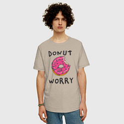 Футболка оверсайз мужская Не беспокойся Donut worry, цвет: миндальный — фото 2