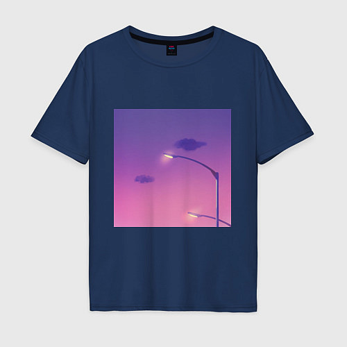 Мужская футболка оверсайз Закат / Тёмно-синий – фото 1