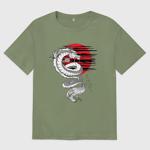 Мужская футболка оверсайз Дракон / Авокадо – фото 1