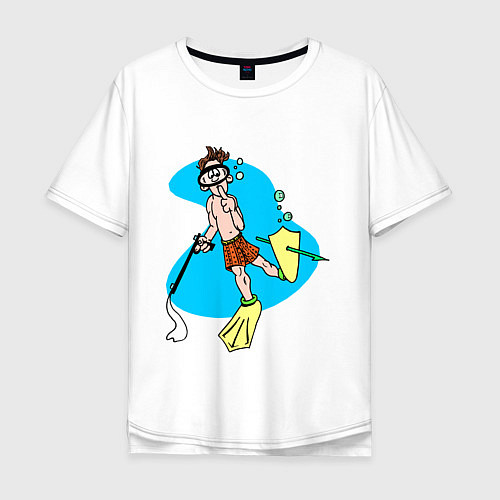 Мужская футболка оверсайз Подводный охотник / Белый – фото 1