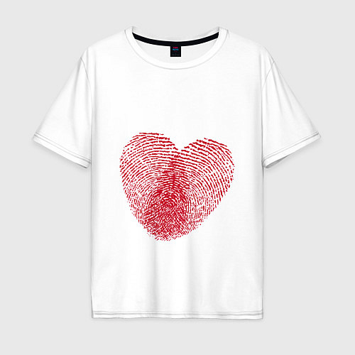 Мужская футболка оверсайз Отпечаток на сердце / Белый – фото 1