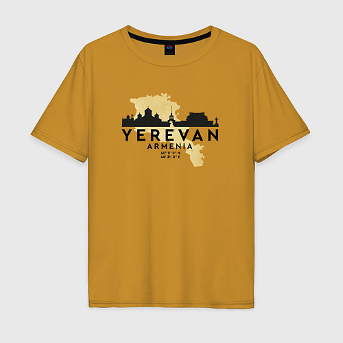 Мужская футболка оверсайз Yerevan - Armenia / Горчичный – фото 1