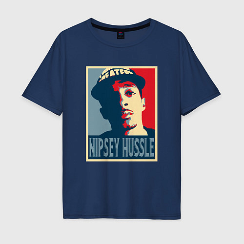 Мужская футболка оверсайз Nipsey Hussle / Тёмно-синий – фото 1
