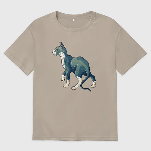 Мужская футболка оверсайз Любителям сфинксов / Миндальный – фото 1