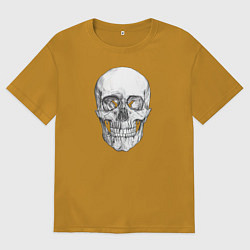 Футболка оверсайз мужская Реалистичный рисунок Черепа, цвет: горчичный