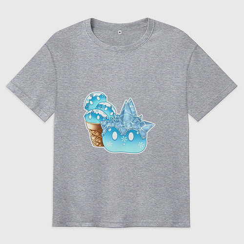 Мужская футболка оверсайз Мороженко-слайм / Меланж – фото 1