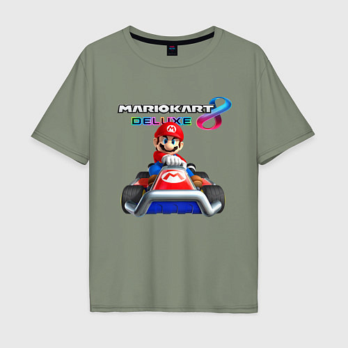 Мужская футболка оверсайз Марио крутой гонщик / Авокадо – фото 1