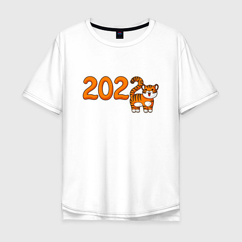 Мужская футболка оверсайз 2022 - Год Тигра / Белый – фото 1