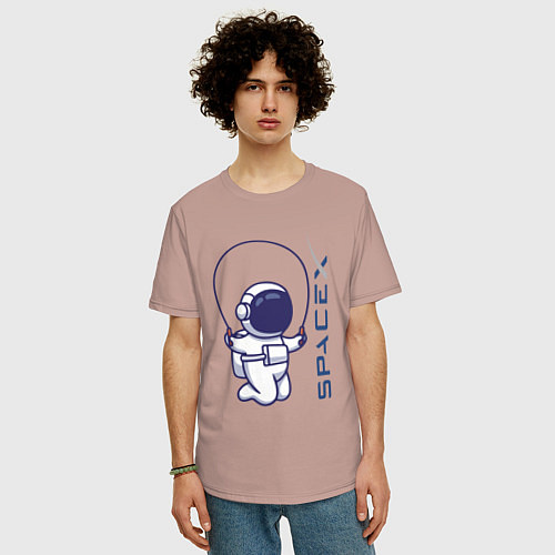 Мужская футболка оверсайз Освоение космоса / Пыльно-розовый – фото 3