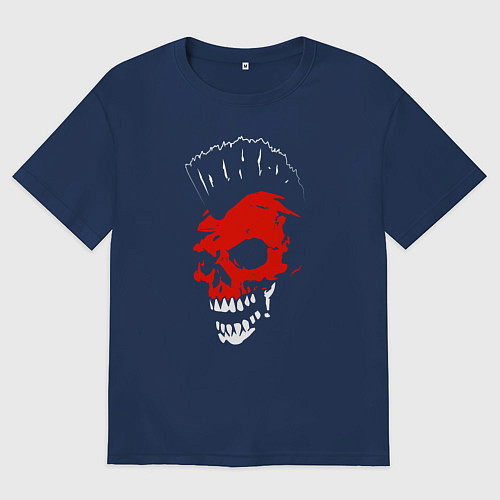 Мужская футболка оверсайз Веселый роджер / Тёмно-синий – фото 1