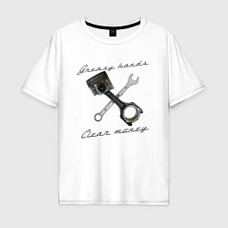 Футболка оверсайз мужская Greasy hands - clear money, цвет: белый